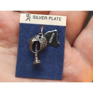 Vintage Hawaii Palm Tree Charm Vintage NOS on Card Silver Plate